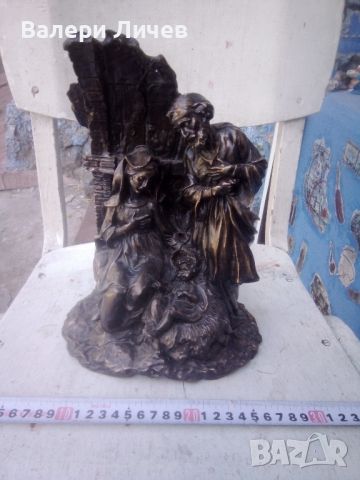 Бронзова статуя Христос с Богородица и Йосиф, снимка 1 - Антикварни и старинни предмети - 46228312