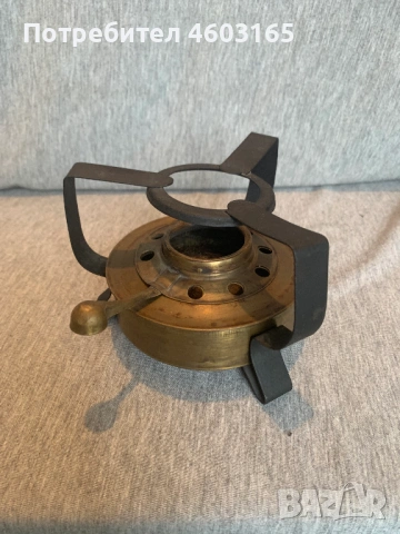  месингов котлон (примус или спиртник, снимка 2 - Антикварни и старинни предмети - 53223803