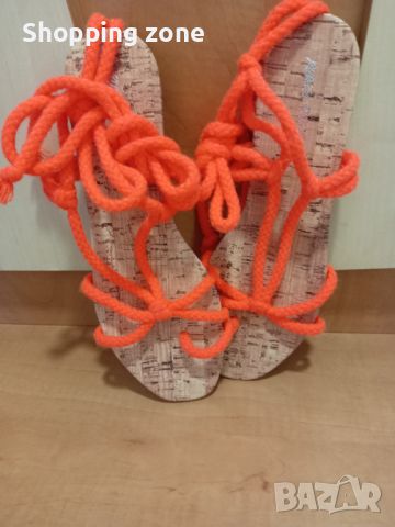 Нови дамски сандали в електриково оранжево, снимка 6 - Чехли - 46244535