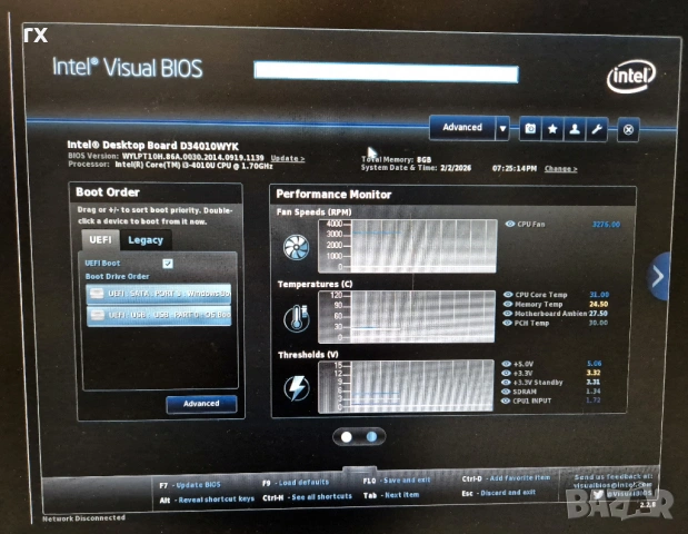 Мини компютър Intel NUC D34010WYK – i3-4010U, 8GB RAM, 256GB SSD, снимка 4 - За дома - 53941915
