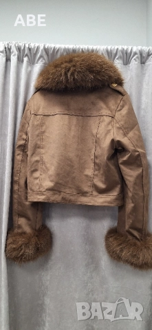 Велурено яке с косъм, снимка 4 - Якета - 52564916
