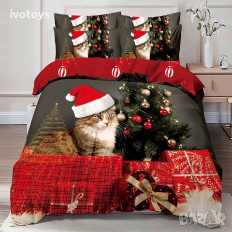 Двулицево коледно спално бельо (Реално изображение), 6 части - Модел S17113