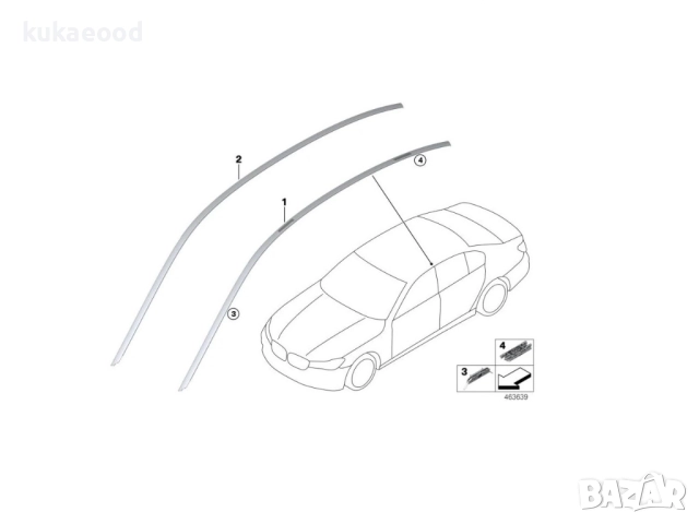 Капачка за лайстната на тавана на BMW 5 G30, снимка 5 - Части - 51805145