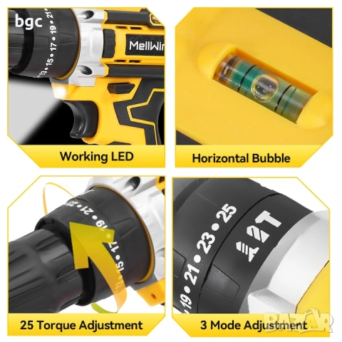 НОВА 18V 3-в-1 Ударна+Пробивна+Завиваща Бормашина с 2 Батерии, снимка 8 - Винтоверти - 53531894