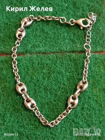 Красива сребърна гривна с плетка тип Gucci Chain ювелирна изработка нежна 35512, снимка 8 - Гривни - 52863430