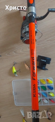 Нов спининг к-т от спининг въдица с макара влакно и клатушки , снимка 5 - Въдици - 53992457