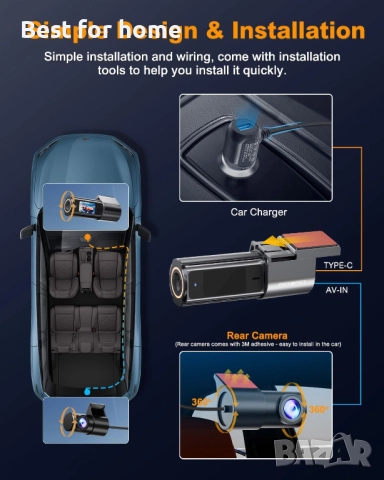 Видеорегистратор за автомобили, преден и заден, 5GHz ,WiFi, снимка 6 - Аксесоари и консумативи - 51591827