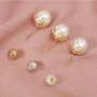 Комплект от 3 броя елегантни декоративни брошки с перли и златист детайл, снимка 4