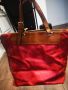 Дамска чанта в червено и кафяво , снимка 1 - Чанти - 45639410