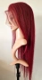 Естествена дантелена перука 80 см - 200% плътност, 13x6 Lace, бургунди тъмно червена права коса, снимка 5