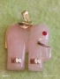 Късметлийска сребърна висулка слон от розов кварц и рубинено око 43571, снимка 6