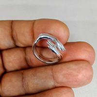 Сребъре пръстен с майчини ръце, красив сребър пръстен, уникален пръстенрегулируем пръстен-925 сребро, снимка 2 - Пръстени - 45776137