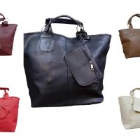 Дамска кожена чанта с аксесоар - портмоне, снимка 7 - Чанти - 46090606