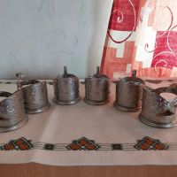 Комплект от 6 броя метални подстакани от СССР, без чаши, снимка 5 - Колекции - 45775587