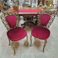 Страхотни много красиви антикварни испански столове месинг и плюш , снимка 6 - Антикварни и старинни предмети - 45540049