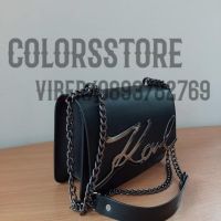 Черна чанта Karl код IM14, снимка 4 - Чанти - 38995458
