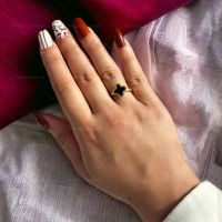 Дамски пръстен от неръждаема стомана с красив черен камък, снимка 2 - Пръстени - 45465384