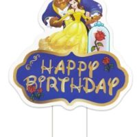 2 вида Красавицата и Звяра Happy birthday картонен топер украса за торта декор парти рожден ден, снимка 1 - Други - 37947855