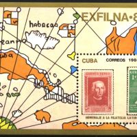 Чист блок Филателна изложба Карта 1985 от Куба, снимка 1 - Филателия - 45854960