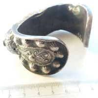 сребърна възрожденска гривна рогатка с позлата , снимка 6 - Антикварни и старинни предмети - 45221898