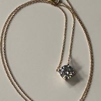 Колие с диамант - злато 14К / 1 carat, снимка 5 - Колиета, медальони, синджири - 45974147