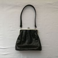 Orient Express винтидж дамска кожена чанта за рамо в черен цвят, снимка 1 - Чанти - 45270551
