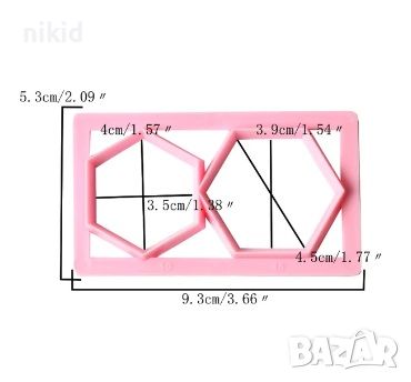 2 размера Петоъгълник петоъгълници форма резец за фондан тесто / сладки украса торта захарно тесто, снимка 1