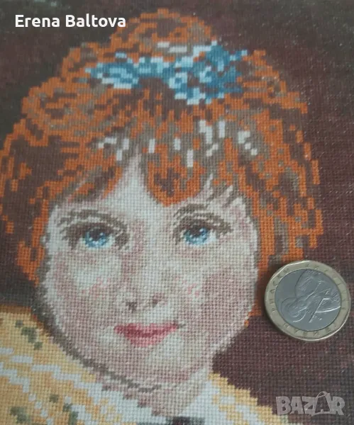 🍃🌿🌷Вилеров "Момиче с куче "гоблен рамкиран, снимка 1