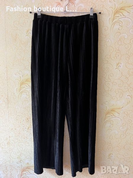 Широк черен плюшен рипсен панталон с ластик в кръста 🖤🖤🖤 , снимка 1