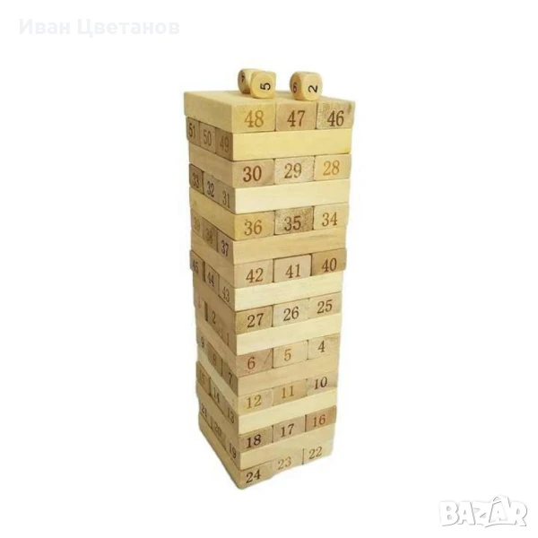 Кула от дървени блокчета – Образователна игра с 51 части, снимка 1
