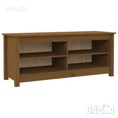 vidaXL Пейка за обувки меденокафява 110x38x45,5 см борово дърво масив（SKU:813777, снимка 1