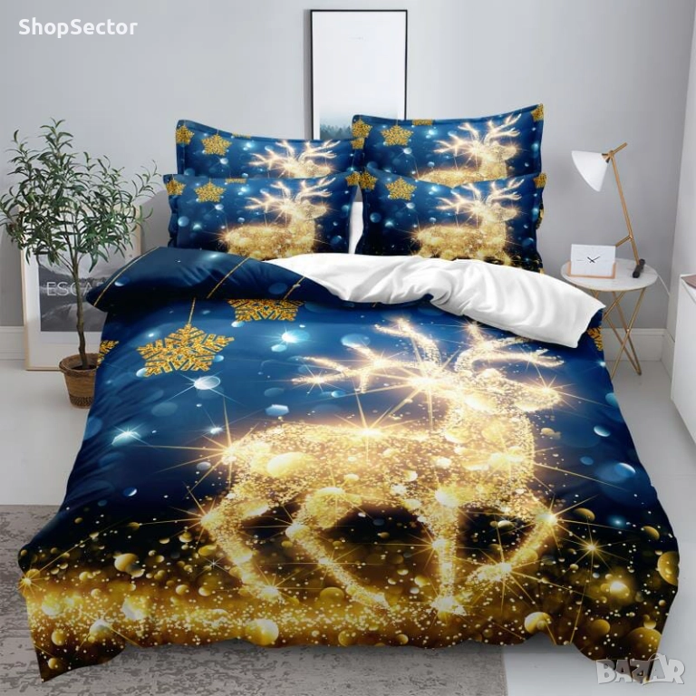 Коледно спално бельо, 100% памук, 6 части, снимка 1