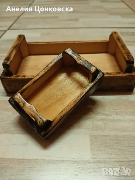 Два броя декоративни щайги от дърво , снимка 1