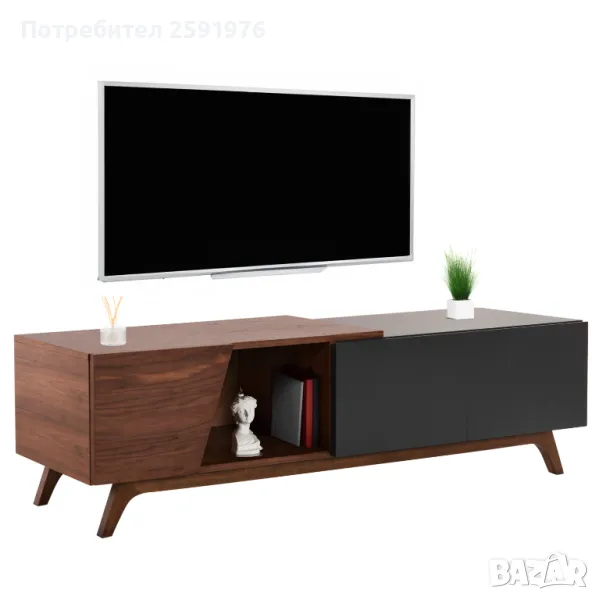TV шкаф HM9748, MDF и естествен фурнир, 180x40x50Hcm., снимка 1