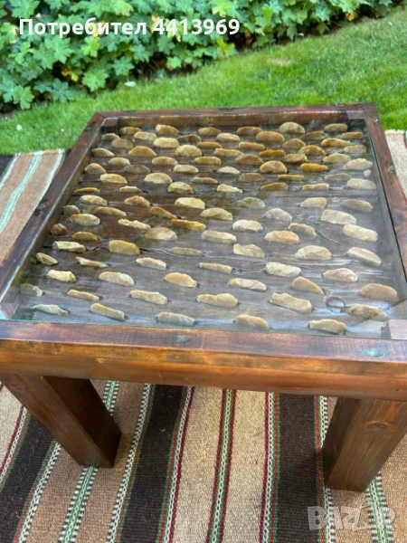 Уникална маса от автентична диканя с кремъци – ръчна изработка, снимка 1