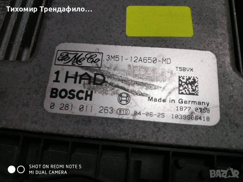 ECU Ford C-Max,EDC 16C3-9.18, 0281011263, 3M51-12A650-MD, 0 281 011 263, 3M5112A650MD, 1HAD, снимка 1