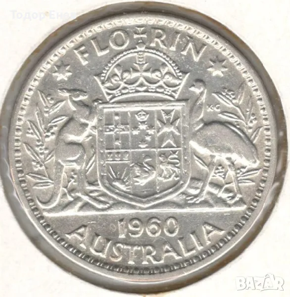 Australia-1 Florin-1960-KM# 60-Elizabeth II 1st p.-Silver, снимка 1