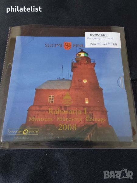 Финландия 2008 – Комплектен банков евро сет от 1 цент до 2 евро + възпоменателен медал, снимка 1