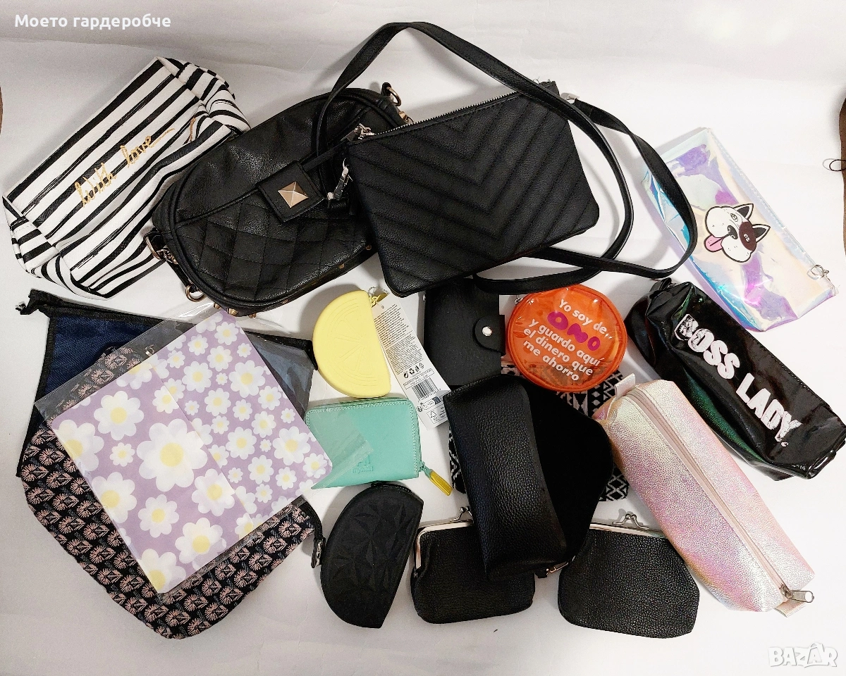 Голям лот от 2 дамски чанти, портмонета и несесери, снимка 1