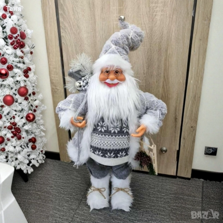 Декоративен Дядо Коледа в сиво – уют, топлина и празничен дух у дома (50 / 70 / 90 см), снимка 1