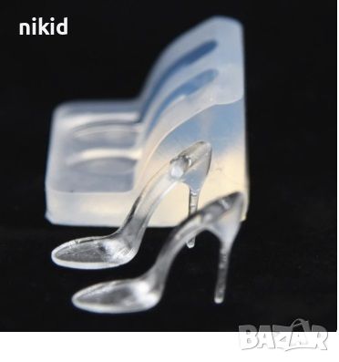 чифт мини дамски обувки на ток токчета силиконов молд форма смола декор украса, снимка 1
