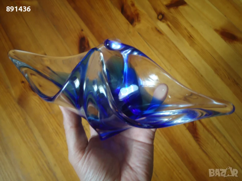 Стъклена германска бонбониера цветно стъкло, снимка 1