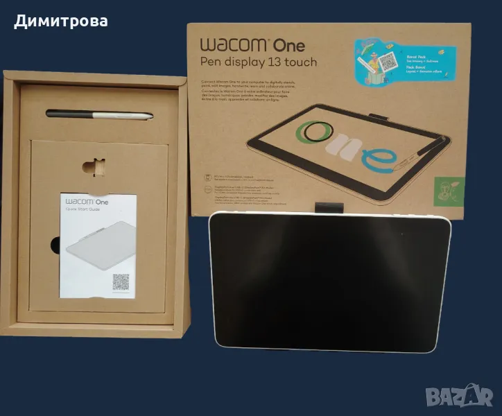 Графичен дисплей таблет Wacom One 13 Touch в Гаранция + Застраховка!, снимка 1