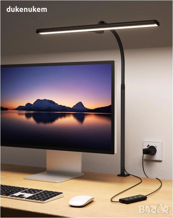 LED Настолна лампа, 40 см 12 W, димируема, скоба за захващане, 5 нива, 5 цвята, снимка 1
