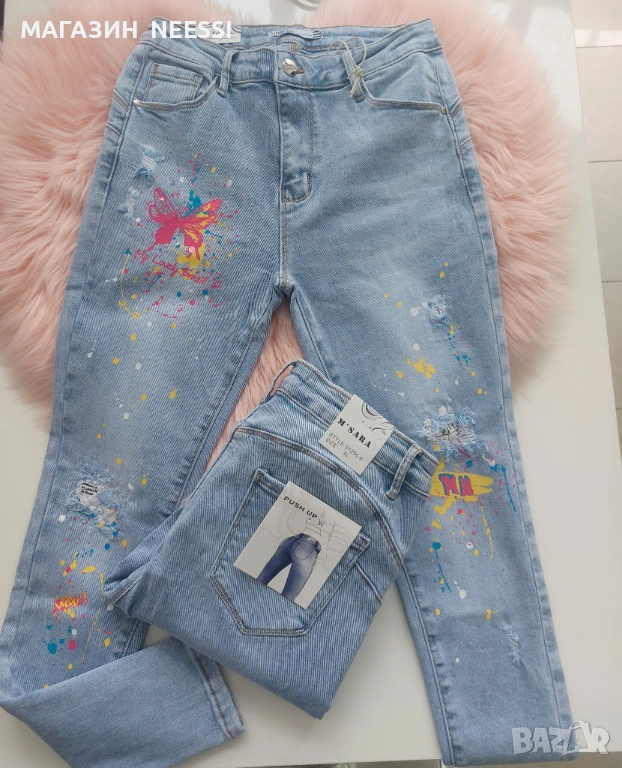 Яки дънки с пеперуда, снимка 1