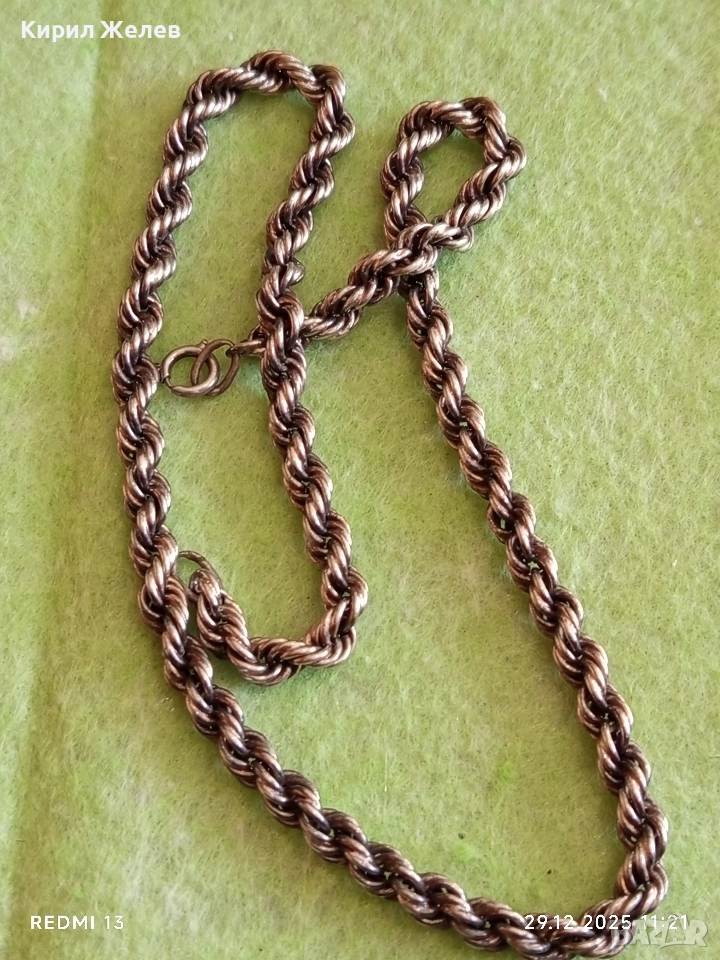 Сребърен ланец плетка тип ВЪЖЕ винтидж стил ювелирна изработка 52490, снимка 1