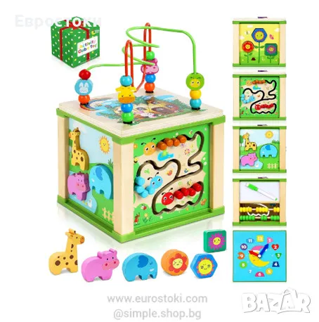 Образователна играчка Куб Монтесори Jojoin Wooden Activity Cube, снимка 1