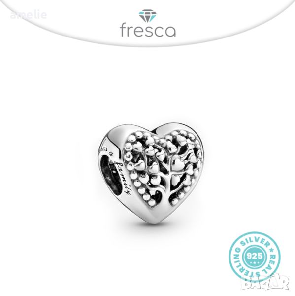 Талисман Fresca по модел тип Пандора 925 сребро Family Tree Heart. Колекция Amélie, снимка 1