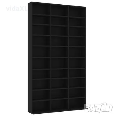 vidaXL Етажерка за CD, черна, 102x16x177,5 см, инженерно дърво（SKU:801779）, снимка 1