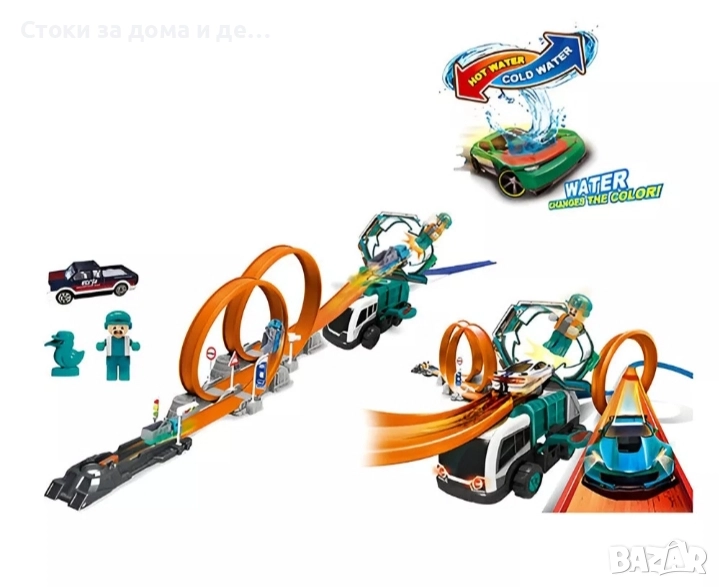 ✨Детска писта с катапулт и метална кола сменяща цвета си, снимка 1